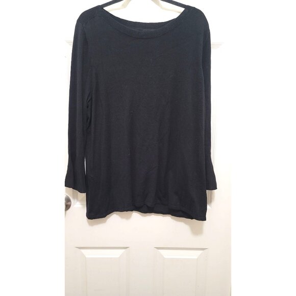 41 Hawthorn Black Long-Sleeve Sweater With Pleated Cuffs & Ribbed Neckline Bell - Picture 1 of 9